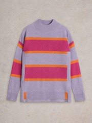 White Stuff Purple Holly High Cash Jumper - Image 5 of 6