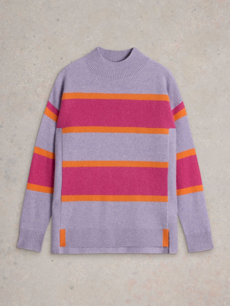 White Stuff Purple Holly High Cash Jumper - Image 5 of 6