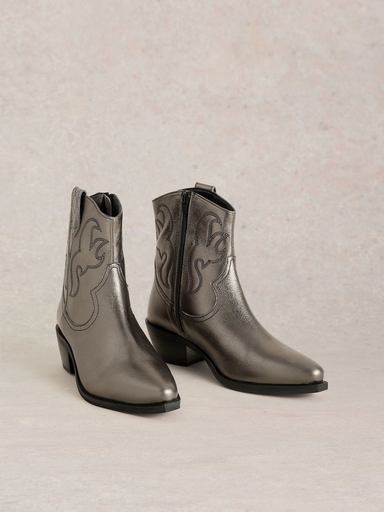 White Stuff Metallic Beau Western Boots - Image 2 of 5
