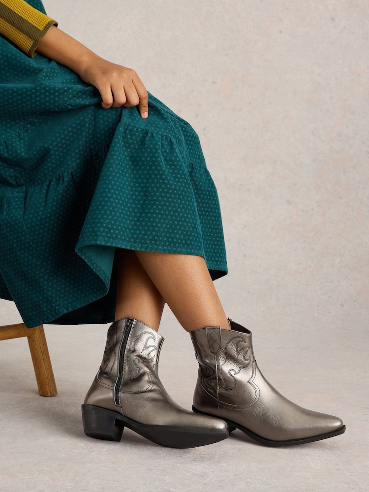 White Stuff Metallic Beau Western Boots - Image 5 of 5