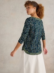 White Stuff Blue Long Sleeve Weaver T-Shirt - Image 2 of 6