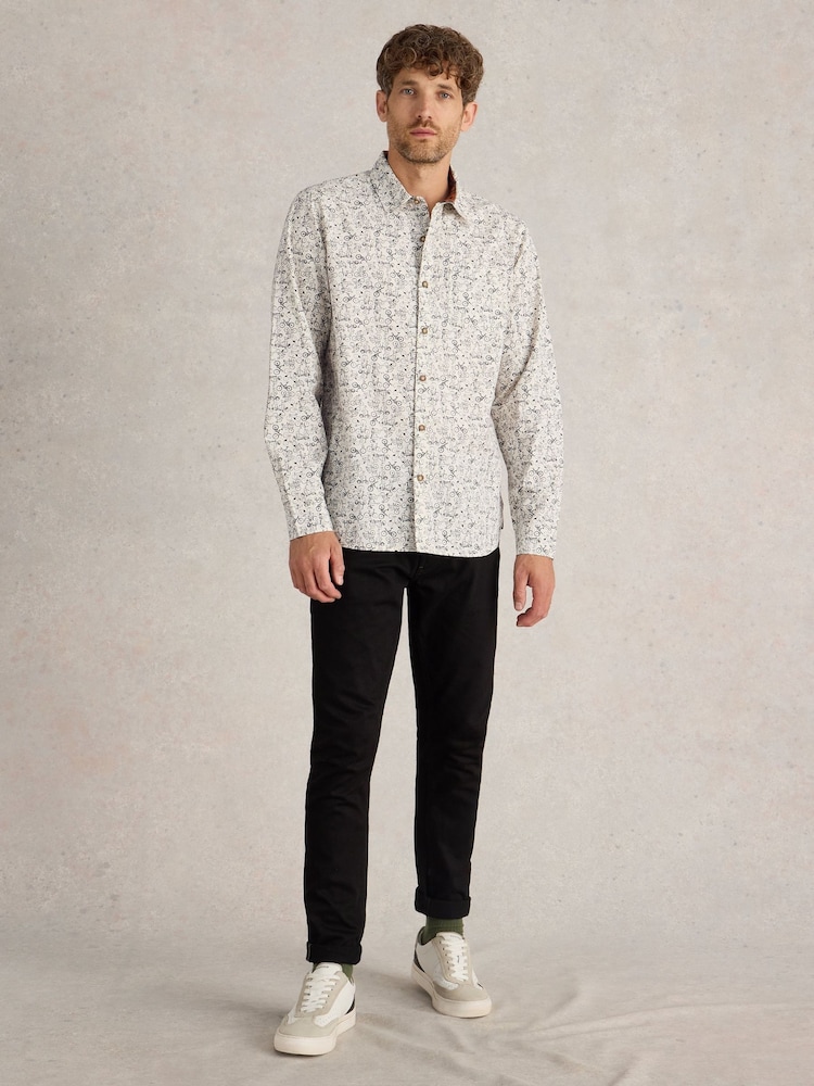 White Stuff Natural Bike Printed 100% Cotton Shirt - Image 1 of 6