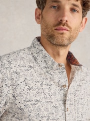 White Stuff Natural Bike Printed 100% Cotton Shirt - Image 4 of 6