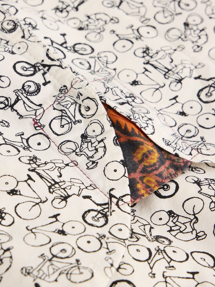 White Stuff Natural Bike Printed 100% Cotton Shirt - Image 6 of 6