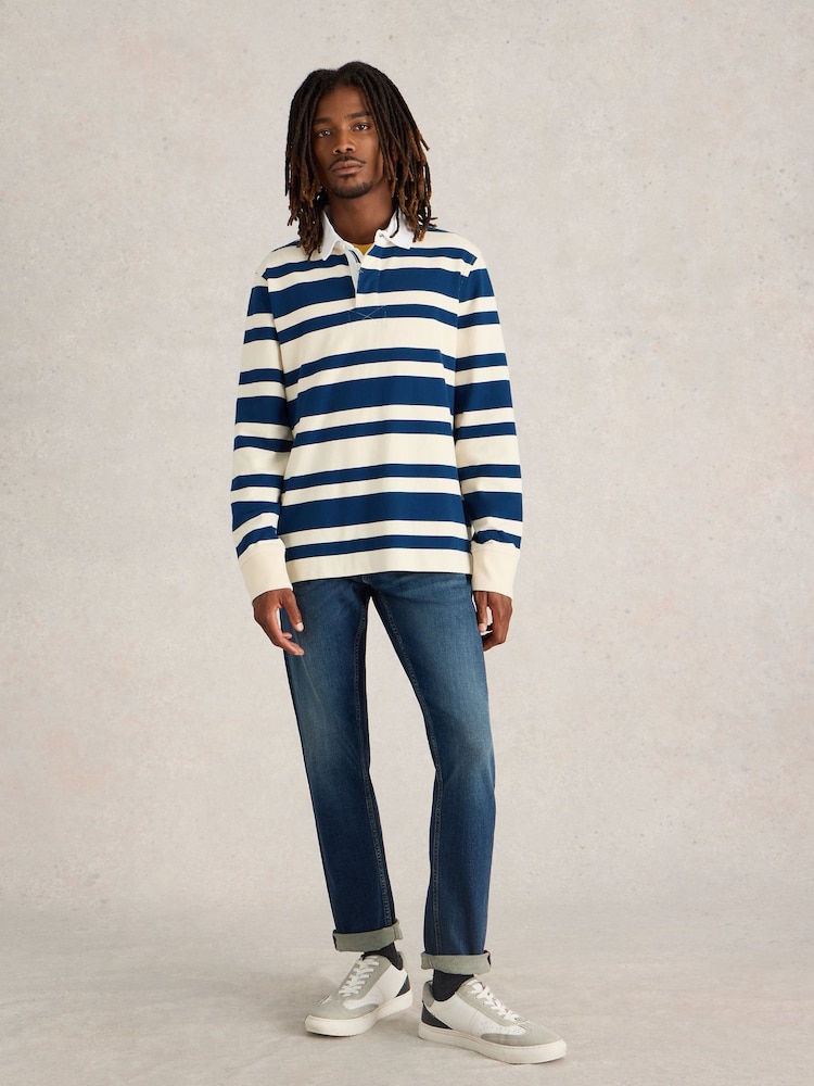 White Stuff Blue Stripe Rugby 100% Cotton Shirt - Image 1 of 6 White Stuff Blue Stripe Rugby 100% Cotton Shirt - Image 1 of 6