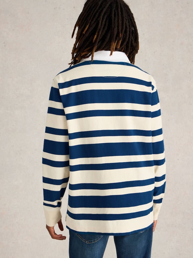 White Stuff Blue Stripe Rugby 100% Cotton Shirt - Image 2 of 6 White Stuff Blue Stripe Rugby 100% Cotton Shirt - Image 2 of 6
