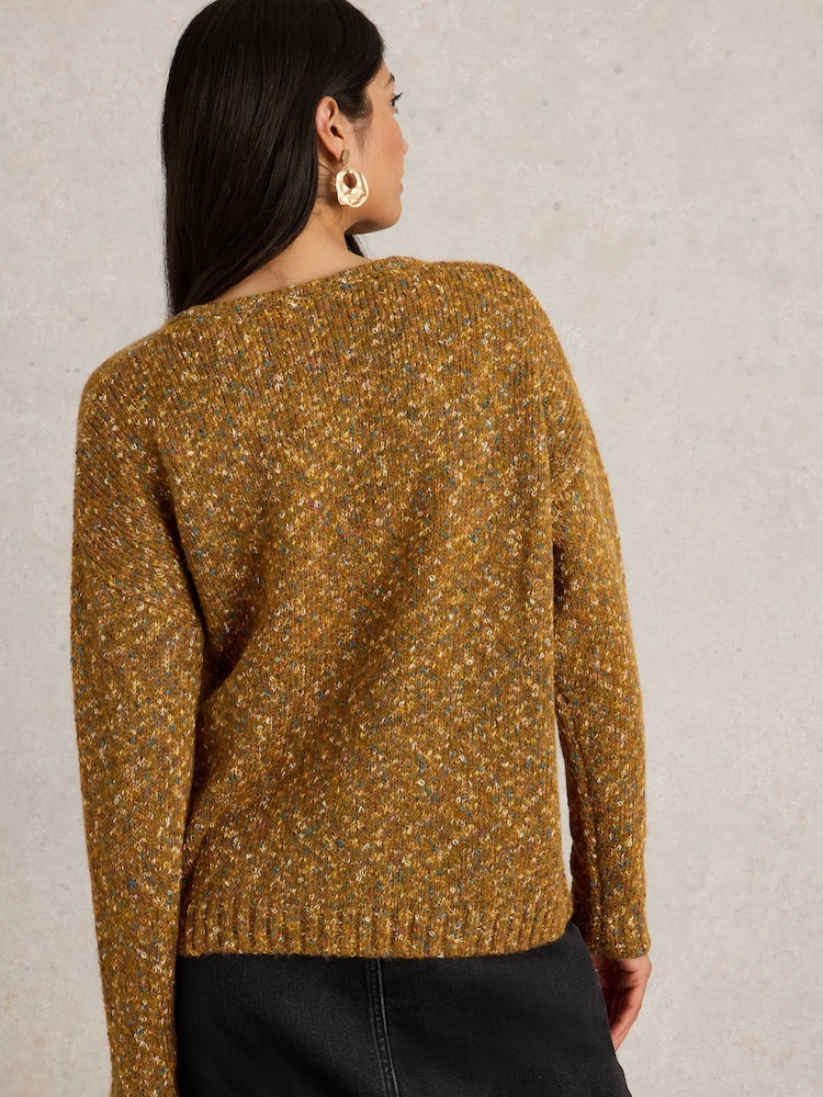 White Stuff Brown Textured V-Neck Jumper - Image 2 of 6