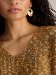 White Stuff Brown Textured V-Neck Jumper - Image 3 of 6