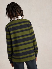 White Stuff Green Stripe Rugby 100% Cotton Shirt - Image 2 of 6