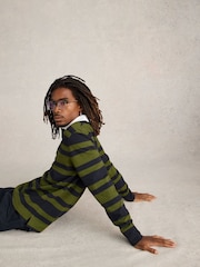 White Stuff Green Stripe Rugby 100% Cotton Shirt - Image 3 of 6