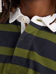 White Stuff Green Stripe Rugby 100% Cotton Shirt - Image 4 of 6