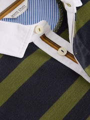 White Stuff Green Stripe Rugby 100% Cotton Shirt - Image 6 of 6