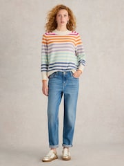 White Stuff Natural Rainbow Crew Cash Jumper - Image 1 of 6