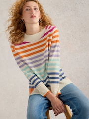 White Stuff Natural Rainbow Crew Cash Jumper - Image 2 of 6