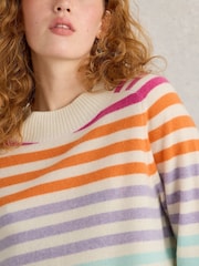 White Stuff Natural Rainbow Crew Cash Jumper - Image 4 of 6