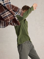 White Stuff Green Utility 100% Cotton Polo Shirt - Image 4 of 6