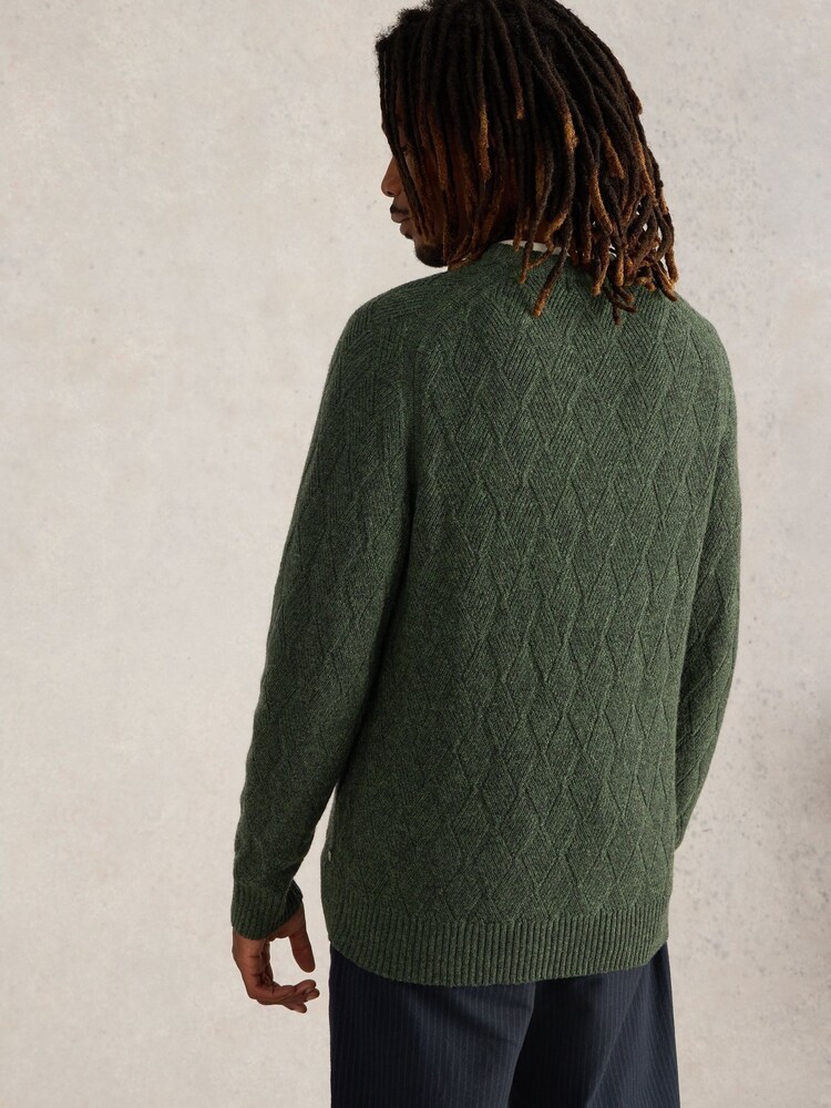 White Stuff Green Diamond Crew Neck Jumper - Image 3 of 6