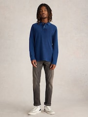 White Stuff Blue Utility 100% Cotton Polo Shirt - Image 1 of 6