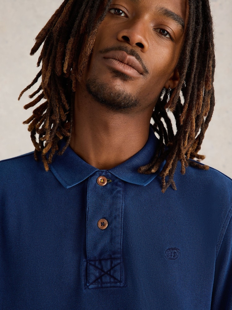 White Stuff Blue Utility 100% Cotton Polo Shirt - Image 3 of 6