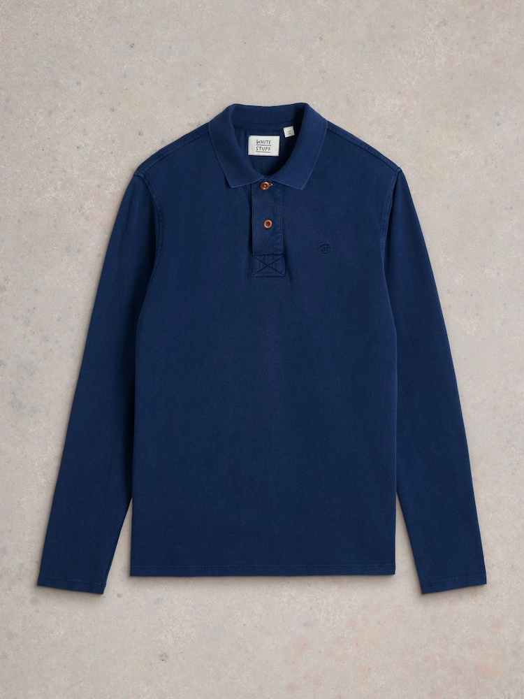 White Stuff Blue Utility 100% Cotton Polo Shirt - Image 5 of 6