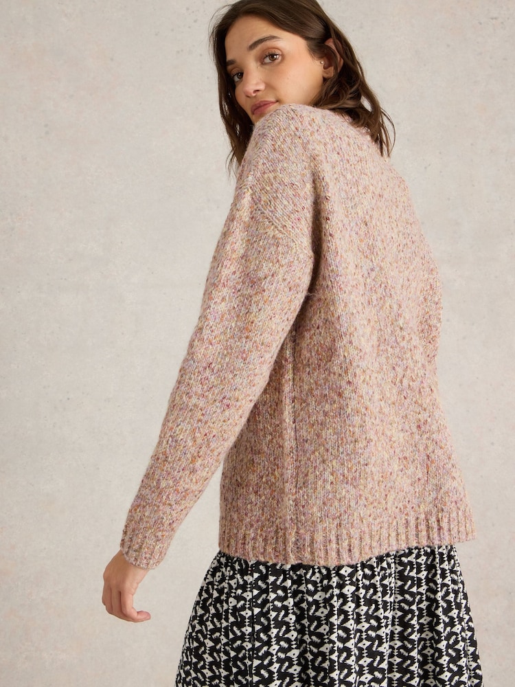 White Stuff Natural Textured V-Neck Jumper - Image 2 of 6