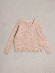 White Stuff Natural Textured V-Neck Jumper - Image 5 of 6