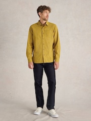White Stuff Yellow Tile Printed 100% Cotton Shirt - Image 1 of 6