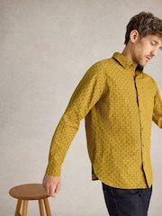 White Stuff Yellow Tile Printed 100% Cotton Shirt - Image 3 of 6