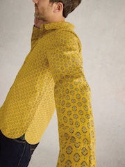 White Stuff Yellow Tile Printed 100% Cotton Shirt - Image 4 of 6