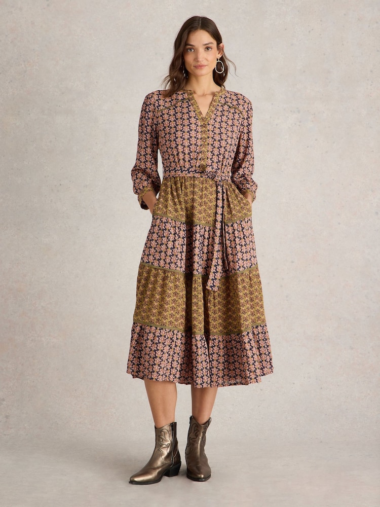 White Stuff Black Mabel Mixed Print Dress - Image 2 of 7