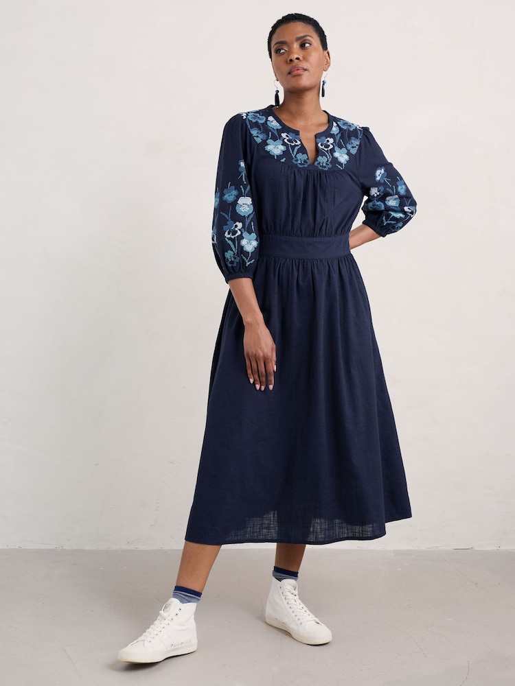 Seasalt Cornwall Blue Copse Laurel Embroidered Dress - Image 1 of 1