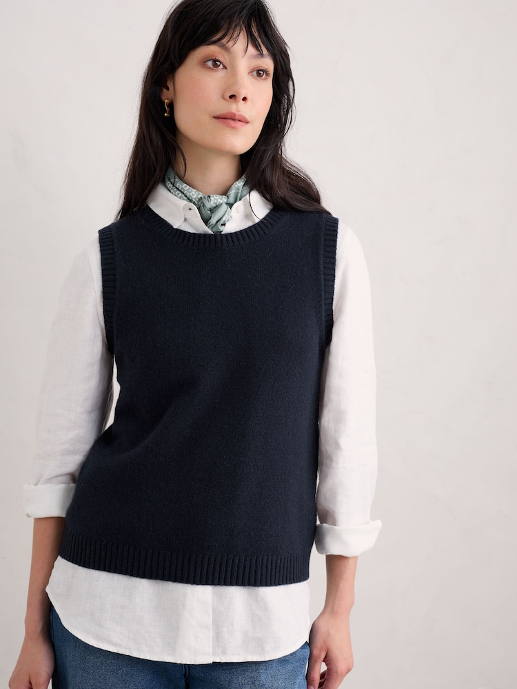 Seasalt Cornwall Blue East View Knitted Vest - Image 1 of 5