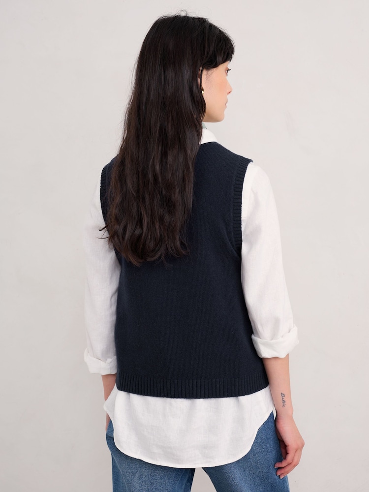Seasalt Cornwall Blue East View Knitted Vest - Image 2 of 5
