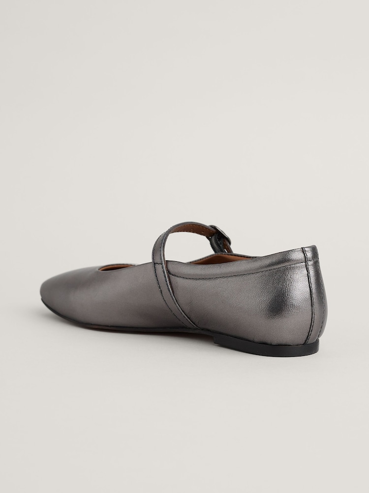Seasalt Cornwall Grey On The Wing Ballet Leather Shoes - Image 2 of 5 Seasalt Cornwall Grey On The Wing Ballet Leather Shoes - Image 2 of 5