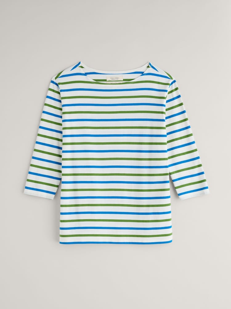 Seasalt Cornwall White/Green Multi Sailor Top - Image 1 of 2