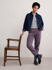 Seasalt Cornwall Purple Tall 100% Cotton Waterdance Trousers - Image 1 of 5