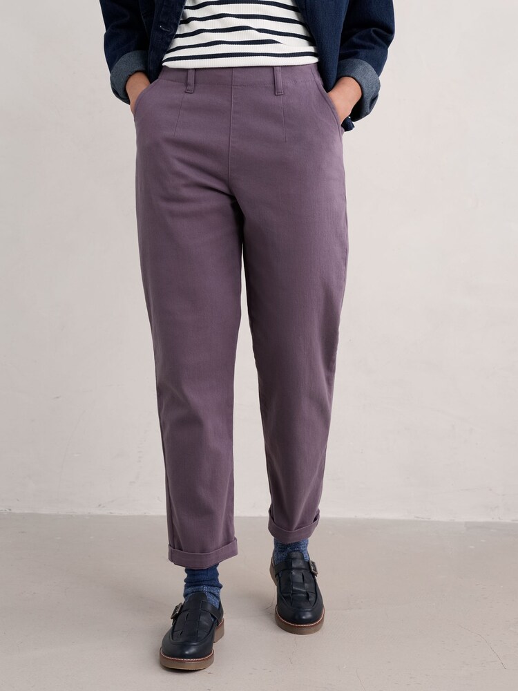 Seasalt Cornwall Purple Tall 100% Cotton Waterdance Trousers - Image 2 of 5