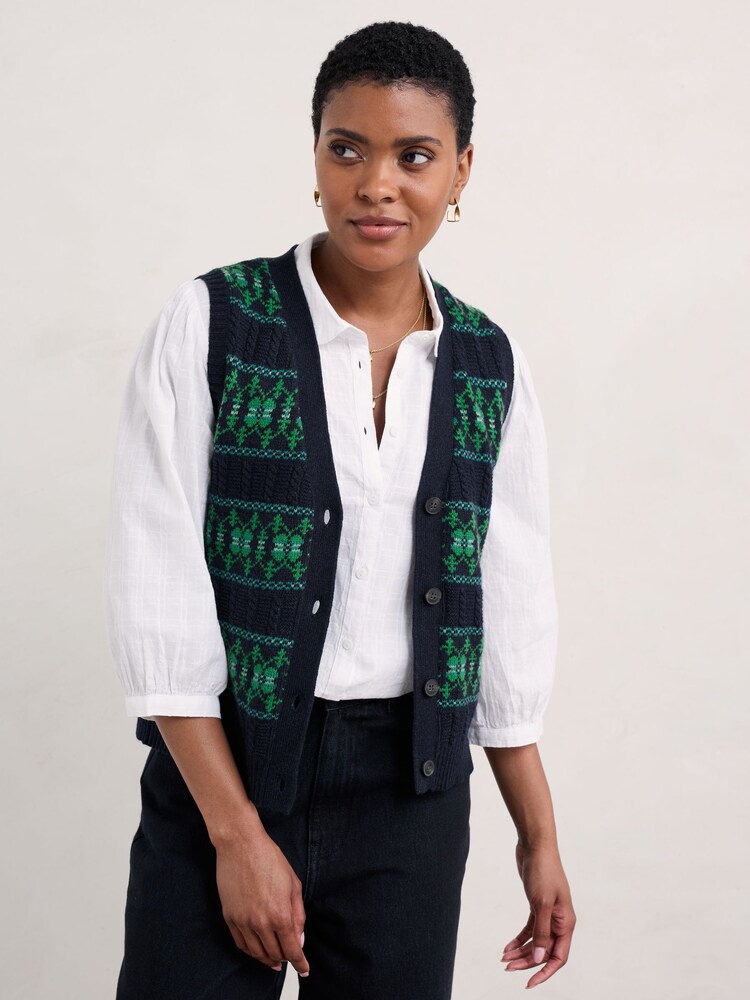 Seasalt Cornwall Blue Partridge Waistcoat Vest - Image 1 of 5