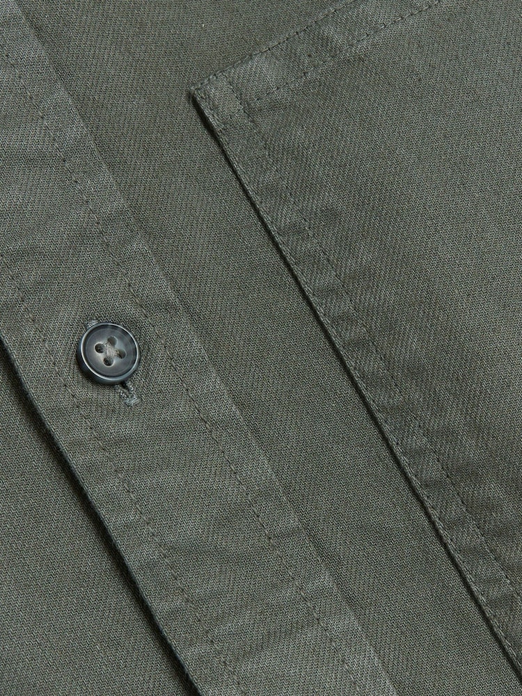 River Island Grey Regular Fit Long Sleeve Contrast 100% Cotton Cord Collar Shirt - Image 4 of 4