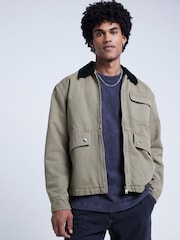 River Island Стандартный крой выстиранной рабочей куртки из 100% хлопка - Image 1 of 3