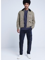 River Island Стандартный крой выстиранной рабочей куртки из 100% хлопка - Image 2 of 3