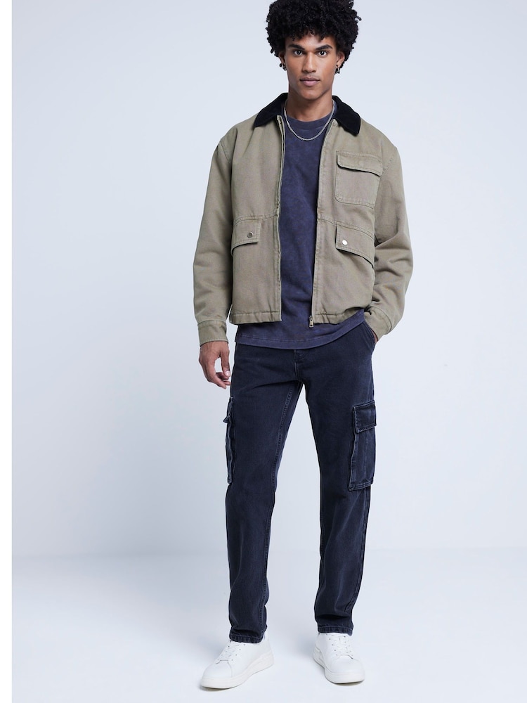River Island Стандартный крой выстиранной рабочей куртки из 100% хлопка - Image 2 of 3