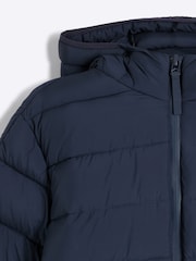 Синий - Стеганая куртка с капюшоном и пуховиком River Island - Изображение 4 из 4