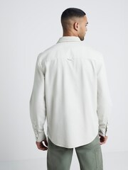 River Island Stone Regular Fit Long Sleeve Contrast 100% Cotton Cord Collar Shirt - Image 2 of 4