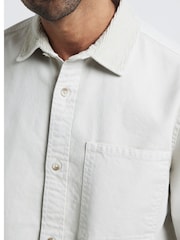 River Island Stone Regular Fit Long Sleeve Contrast 100% Cotton Cord Collar Shirt - Image 3 of 4