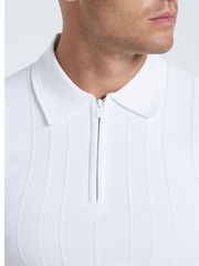 River Island White Herringbone Muscle Fit Polo Shirt - Image 3 of 4