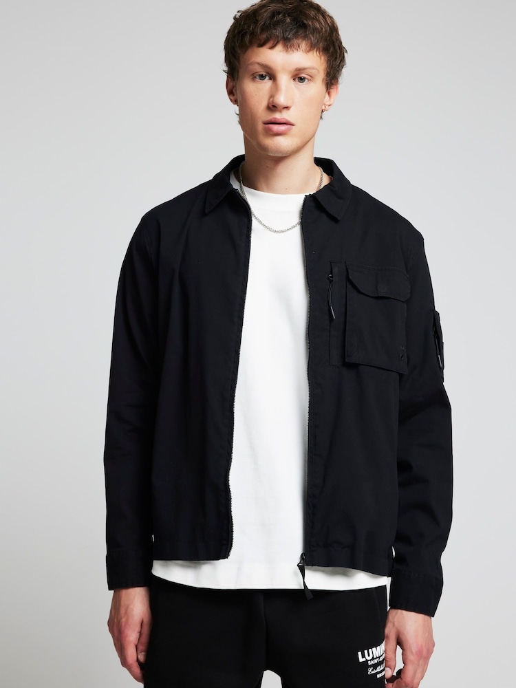 River Island Black Regular Fit Utility Zip Up Shacket - Image 1 of 4
