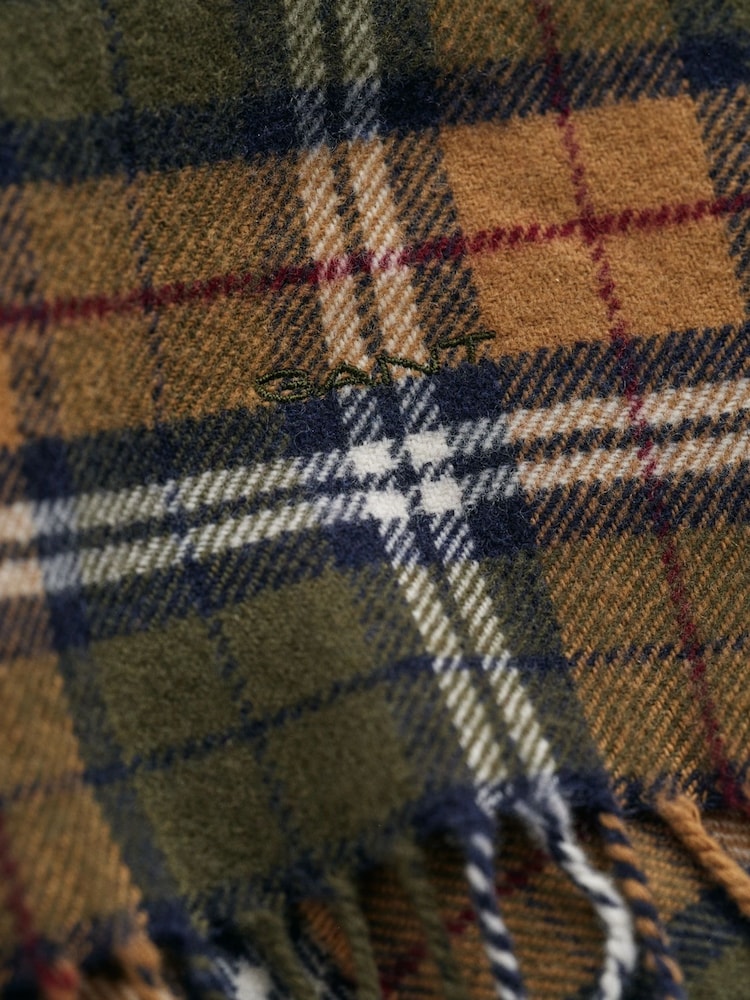 GANT Green Multi Check Scarf - Image 4 of 4 GANT Green Multi Check Scarf - Image 4 of 4