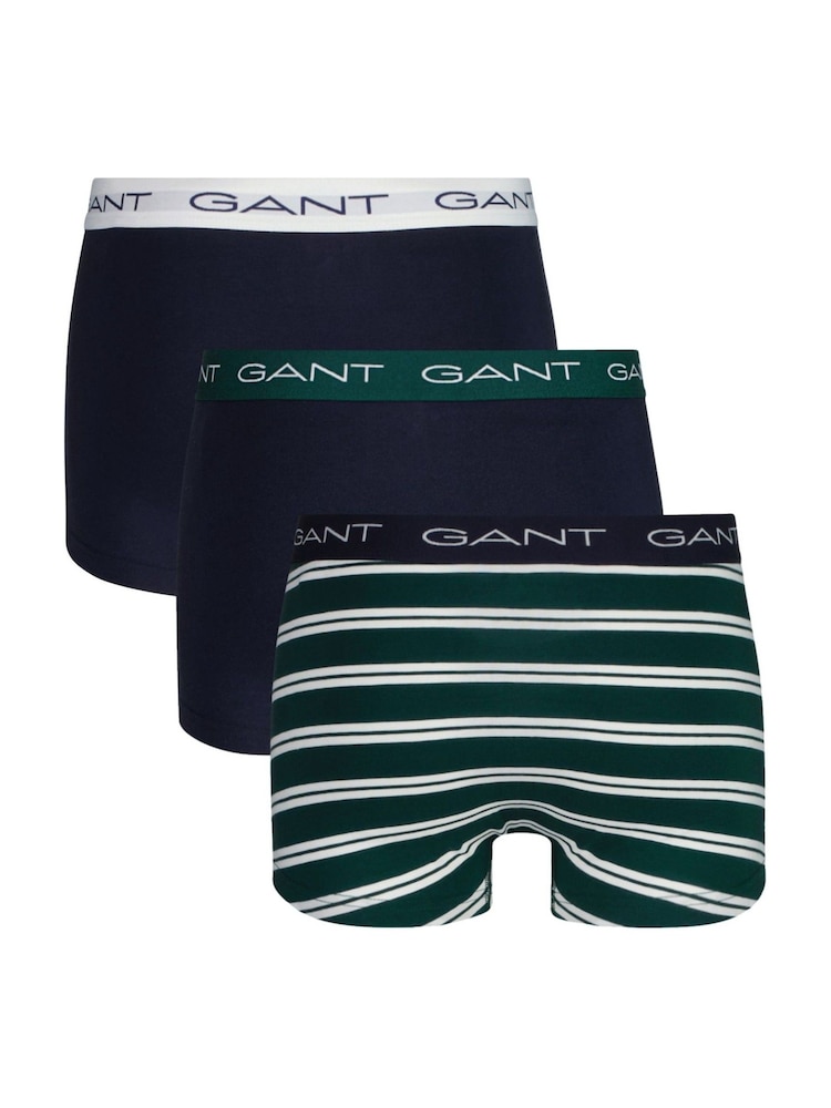 GANT Green Stripe Trunks 3 Pack - Image 2 of 5 GANT Green Stripe Trunks 3 Pack - Image 2 of 5