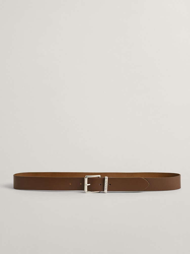 GANT Brown Logo Leather Belt - Image 1 of 3